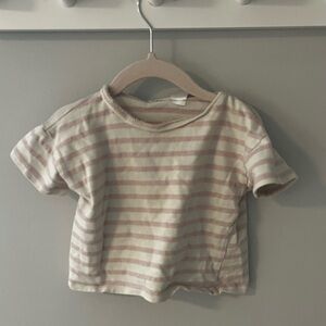 Zara light pink striped t shirt